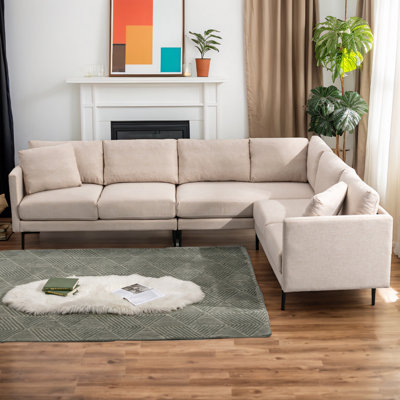 107" 5-Seat L-Shaped Sectional Sofa, Modular Cloud Couch with Carbon Steel Legs & Memory Foam, Space-Optimized Design for Large Apartments by Ebern Designs