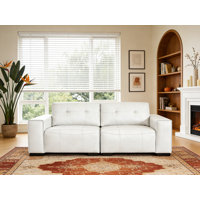 Bendire 85"W Tufted Vegan Leather Solid Wood Sofa Couch by Latitude Run