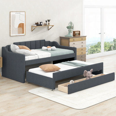 Versatile Upholstered Daybed With Trundle And Multiple Storage Options by Red Barrel Studio