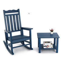 Hips All-weather Patio Rocking Chair And Side Table Set, Outdoor Rocking Chair With 400 Lbs Weight Capacity, All-weather Porch Rocker For Backyard, La by Gracie Oaks