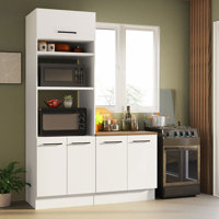 Hazel 2-Piece Kitchen Storage Set with 3 Doors 3 Shelves Pantry Cabinet and 2 Doors Base Cabinet 59 Inch Wooden Organization Units for Pantry - White by Hokku Designs