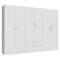 6 Doors 2 Drawers Wardrobe Set Armoire Closet Bedroom Storage Cabinet with Shelves and Hanging Space 94"L Wooden Clothing Organizer Unit - by Hokku Designs