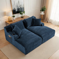 Mercer41 Oversized Chaise Lounges Indoor, 71-inch Corduroy Loveseat Sofa Bed, No Assembly Required by Mercer41