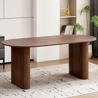 70.8" Oval Dining Table for 4, Modern Farmhouse Kitchen Table for 6, Rustic Large Dinner Table for Dining Reception Room by Ebern Designs