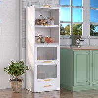 Metal Modern Kitchen Pantry Bathroom Storage Cabinet with Flip Up Doors and Drawer by Mercer41