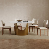 Modern Back Side Chair Dining Chair, Faux Leather, 2pieces,Not Assembled Need by Corrigan Studio