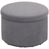 Storage Ottoman with Lid, 24 Inches Round Pouf Ottoman with Storage, Upholstered Corduroy Foot Rest Stool for Living Room, Bedroom by Ebern Designs
