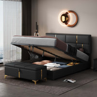 2-Pieces Bedroom Sets, Upholstered Platform Bed With Hydraulic Storage System,Storage Ottoman With Metal Legs by Mercer41
