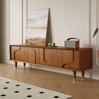 71" Mid Century Wood Tv Stands, Brown Media Console For Livingroom, Pre Assembled by Hokku Designs