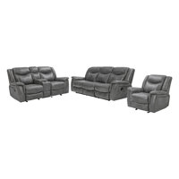 3-piece Upholstered Padded Arm Motion Sofa Set Grey by Latitude Run