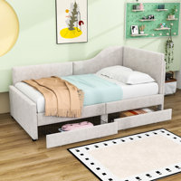 Twin Size L-Shaped Corduroy Daybed with Storage Drawers
