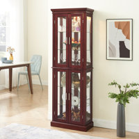 Curio Cabineted Curio Diapaly Cabinet With Adjustable Shelves And Mirrored Back Panel, Tempered Glass Doors (6 Tier), (E26 Bulb Not Included)