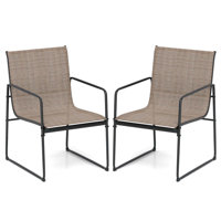 2 Pcs Outdoor Dining Chairs Patio Furniture Chair With Breathable Seat & Backrest by 17 Stories