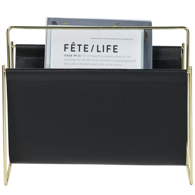 Floor Faux Leather Magazine Rack by Mercer41
