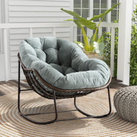 Berendien Outdoor Rocking Chair,Patio Oversized Rattan Egg Rocking Chair, Indoor Padded Rock Chair by Dakota Fields