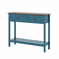 Farmhouse Style Console Table With Dual-Tone Design, 2 Drawers And Bottom Storage Shelf – Rustic Side Table For Entryway, Living Room And Hallway by Winston Porter