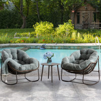 2-Piece Outdoor Rocking Chair,Oversized Rattan Egg Rocking Chair,Indoor Padded Cushion Rocker Chair by Dakota Fields