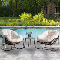 2-Piece Outdoor Rocking Chair,Oversized Rattan Egg Rocking Chair,Indoor Padded Cushion Rocker Chair by Dakota Fields