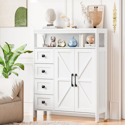 Farmhouse Storage Cabinet With 2 Doors And 4 Drawers by Gracie Oaks