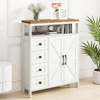 Farmhouse Storage Cabinet With 2 Doors And 4 Drawers by Gracie Oaks