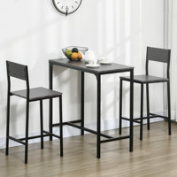 3 Piece Bar Table and Chairs, Industrial Dining Table Set for 2, Counter Height Kitchen Table with Bar stools by 17 Stories