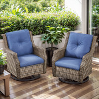 Merlene Outdoor Patio Swivel Rocking Chairs With Cushions (Set Of 2) by Lark Manor