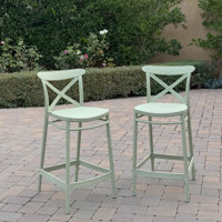 Outdoor Counter Height Bar Stool - MINT (Set of 2) by Gracie Oaks