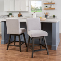 Cyrus Swivel Upholstered Barstool Set by Red Barrel Studio