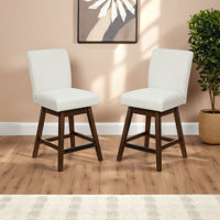 Cyrus Swivel Upholstered Barstool Set by Red Barrel Studio