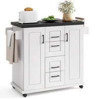 Rolling Kitchen Island Cart On Wheels Mobile Serving Utility Trolley Cart
