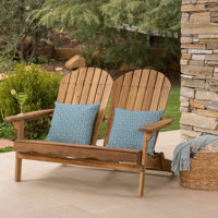 MALIBU WOOD ADIRONDACK LOVESEAT DOUBLE CHAIR FOR GARDEN YARD by Beachcrest Home