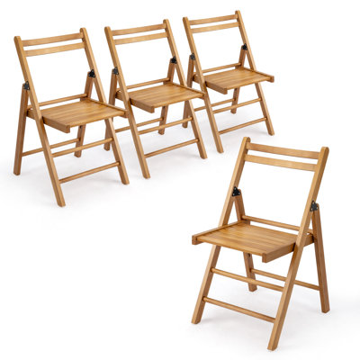 4PCS Patio Poplar Wood Folding Chair by Red Barrel Studio