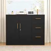 Modern Steel Kitchen Pantry Storage Cabinet with Locking Doors by Ebern Designs