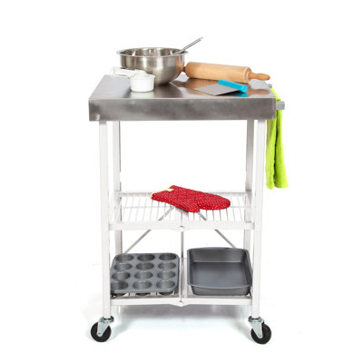 Bellavia Foldaway Rolling Kitchen Cart Steel Top by Origami