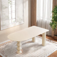 Modern Cream Style White Rock Slab Dining Table by Ivy Bronx