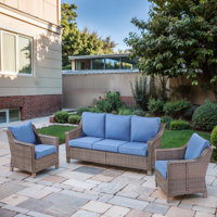 Tya 3 - Pieces Wicker/Rattan Sofa Seating Group With Cushions by Latitude Run