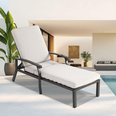 Outdoor Aluminum Chaise Lounge With Cushion by Lark Manor