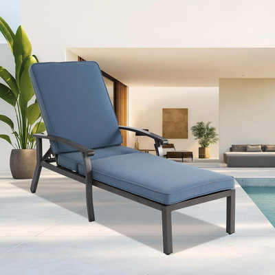 Outdoor Aluminum Chaise Lounge With Cushion by Lark Manor