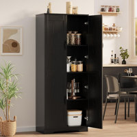 60" Tall Kitchen Pantry Cabinet, Freestanding White Pantry Storage Cabinet With 2 Doors And Adjustable Shelves by Winston Porter