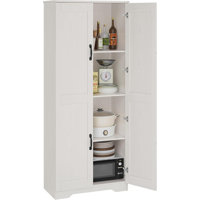 60" Tall Kitchen Pantry Cabinet, Freestanding White Pantry Storage Cabinet With 2 Doors And Adjustable Shelves by Winston Porter