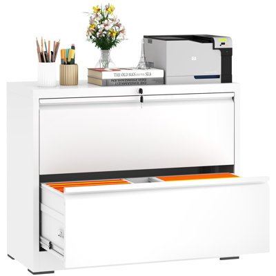 35.43"W 2 Drawer Metal Lateral File Cabinet for Home Office - A4/Letter/Legal Size by Latitude Run