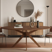 Bayah 70.8" Oval Solid Rubber Wood Dining Table by George Oliver
