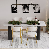 Rectangle Double Pedestal Dining Set with Cream Style Dining Table by Mercer41