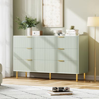 Modern 6 Drawer Dresser – Stylish Wood Chest with Gold Handles, Large Storage Drawers, Elegant Organizer for Bedroom, Living Room, Entryway
