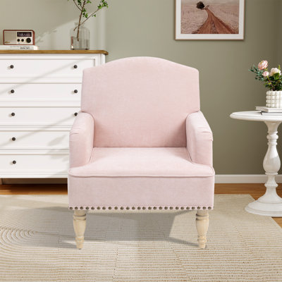 Modern Camel Back Recessed Arms Accent Armchair With Nailhead Trim by House of Hampton