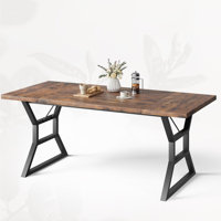 Dining Room Table For 6, 70 Inch Rectangular Kitchen Table With Heavy Duty Metal Legs by 17 Stories