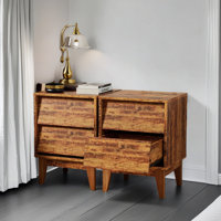 2 Set Nightstands Features Vintage-Style And Bevel Design, Made Of MDF, Mid Century Modern Nightstand, Night Stand For Bedroom by Winston Porter