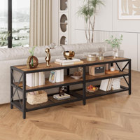 TV Stand for TVs Up to 75 Inches, Industrial Entertainment Center with 3 Tier Open Shelves, TV Console Table for Living Room, Bedroom, Rustic Brown by 17 Stories