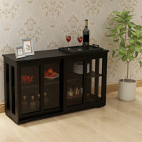 Kitchen Storage Stand Cupboard With Glass Door by Ebern Designs