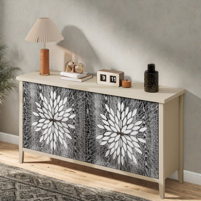 4-door Sideboard With Adjustable Shelves And Exquisite Creative Carving by Winston Porter